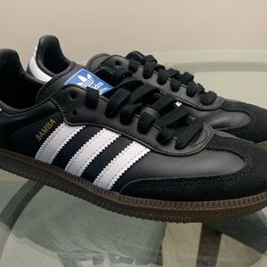 adidas Samba Black and White Athletic Shoes